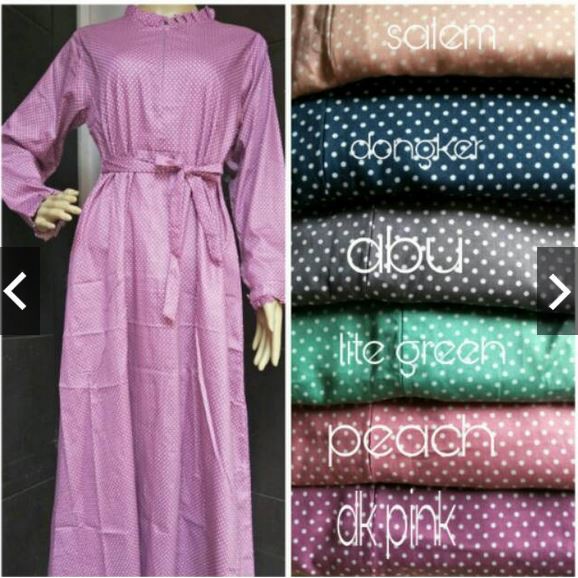 Gamis katun jepang ORI Motif POLKADOT