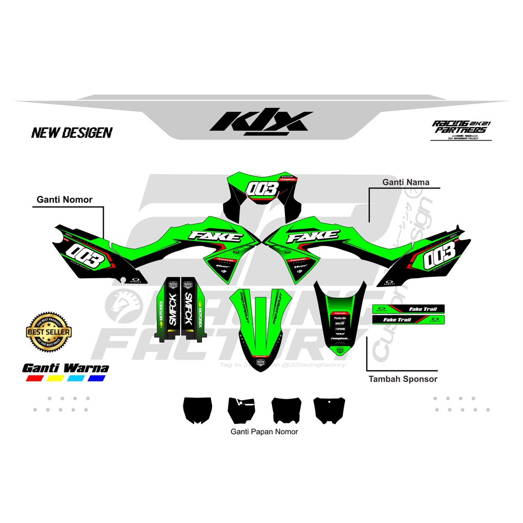 DECAL STIKER KLX BF / KLX DTRACKER / KLX S OLD  FULL BODY COSTUM