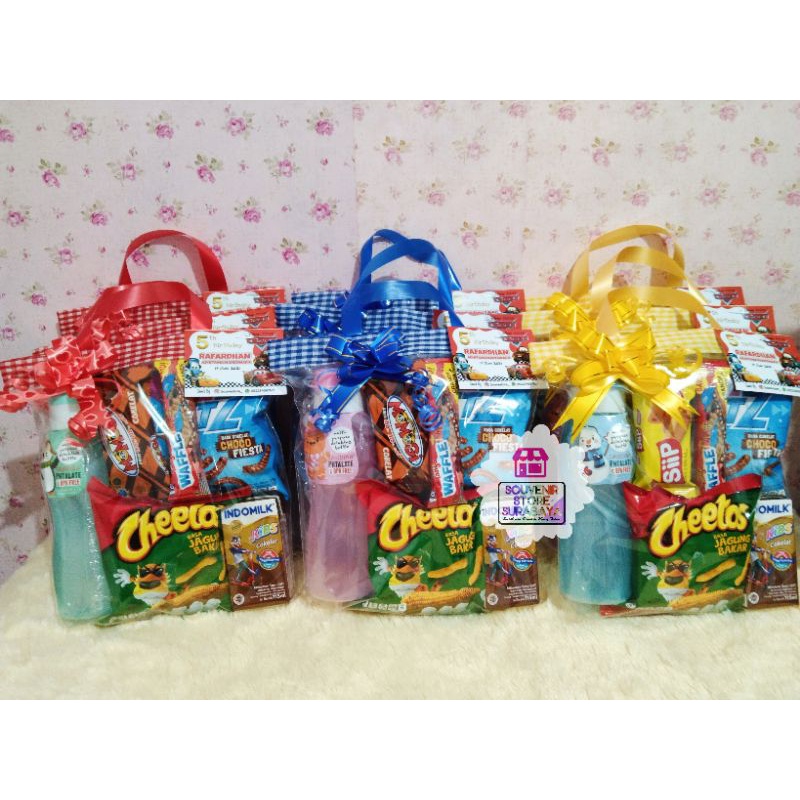 Souvenir Ultah Botol Fliptop/ Snack Ulang Tahun / Bingkisan Ultah Anak / Paket snack souvenir botol