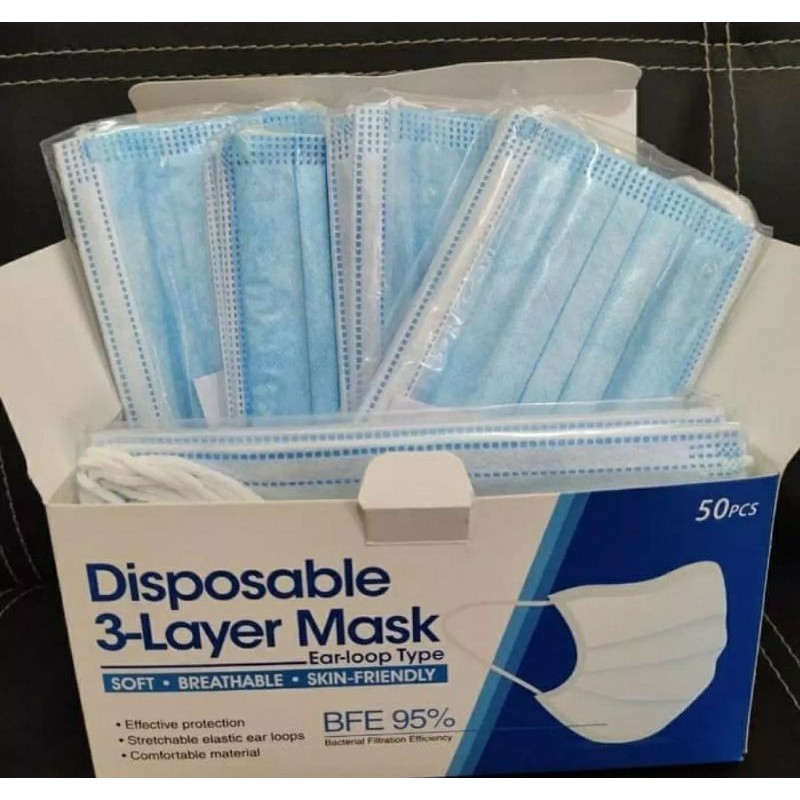 Masker 3 ply disposable (50pcs) MASKER 3 lapis PLAY EARLOOP DISPOSABLE lembut soft - masker murah - masker earloop - masker 3 ply