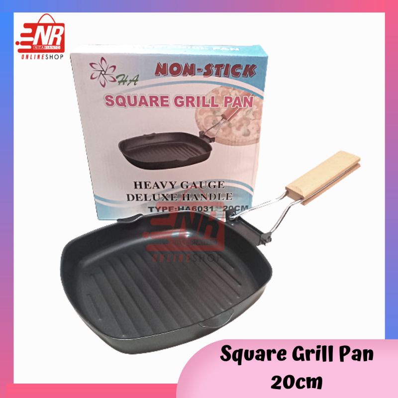 Square Grill Pan 20cm / Pan BBQ / Bakaran Anti Lengket / Pan Teflon