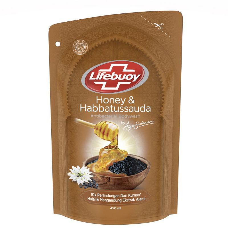 Lifebuoy sabun cair body wash honey & habbatussauda 450 ml