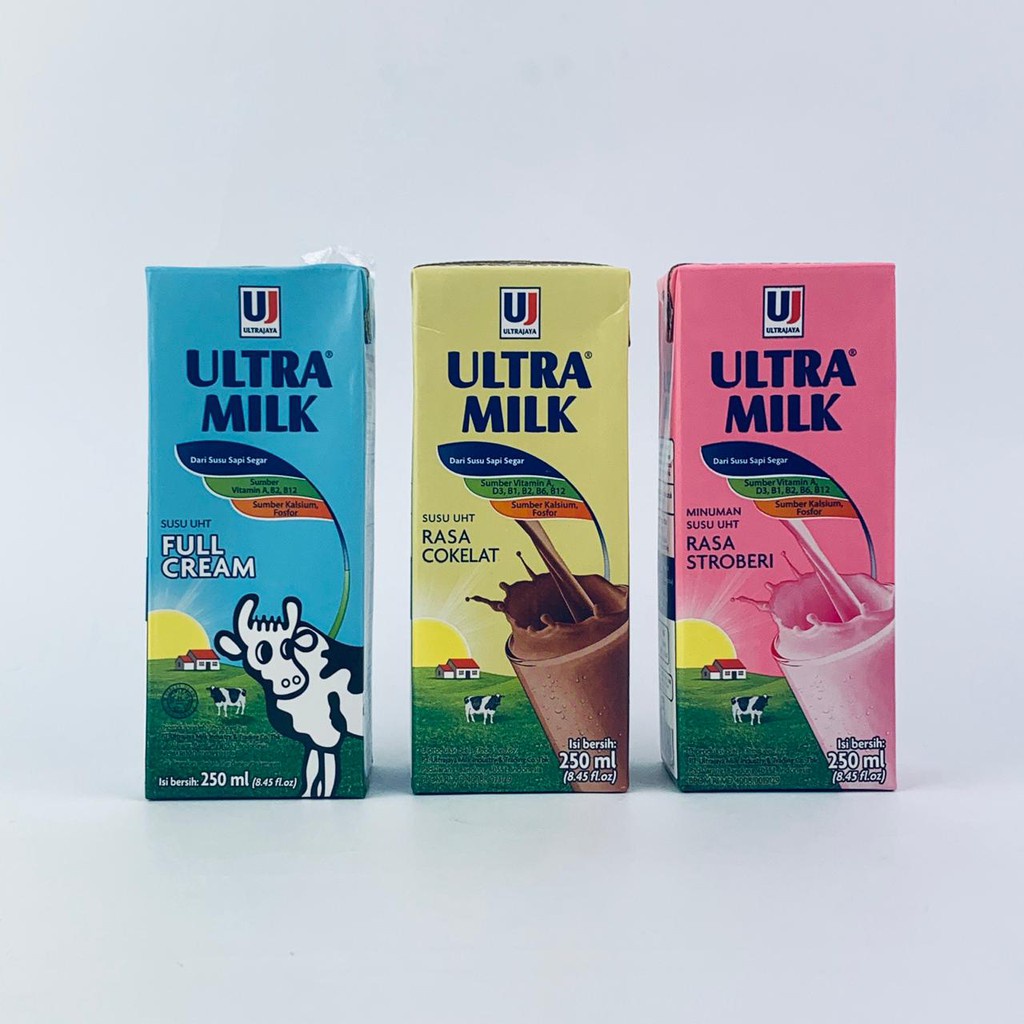 

susu uht ultra milk 200 ml coklat strawberi fullcream 200ml 6pcss