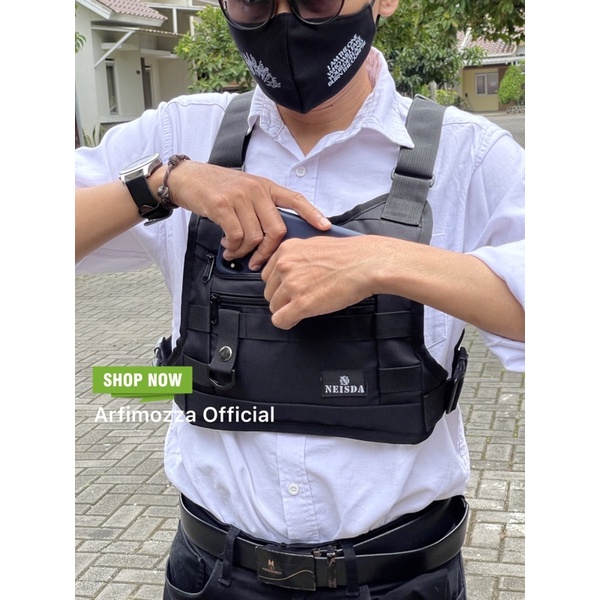 TAS DADA PRIA KOREA TERBARU CHEST RIG BAG ORIGINAL NEISDA BLACK V2