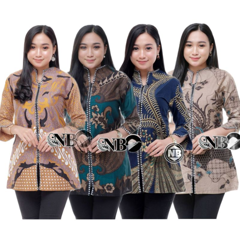 tey-17 Batik wanita ASJ SA HRB026 Kenongo Kemeja Tosca Pendek Atasan Modern