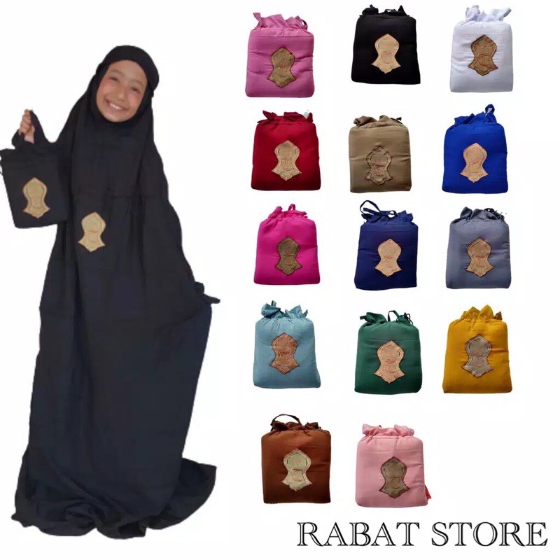 MUKENAH / MUKENA WARNA ANAK - ANAK HADRAMAUT MOTIF TEROMPAH + TAS CANTIK MURAH TERLARIS