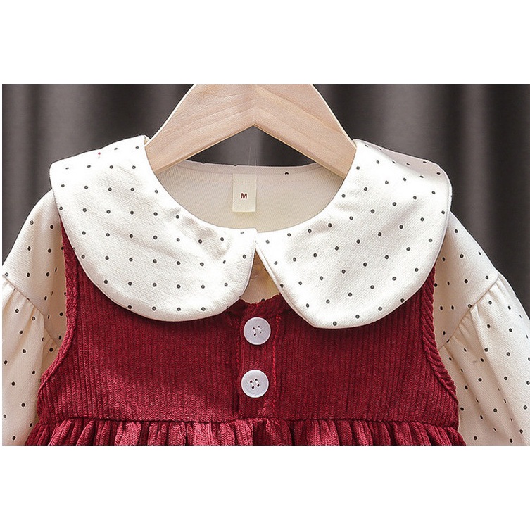 Dress anak IMPORT fashion baby korean style import anak perempuan DRESS POLKADOT HITAM MERAH