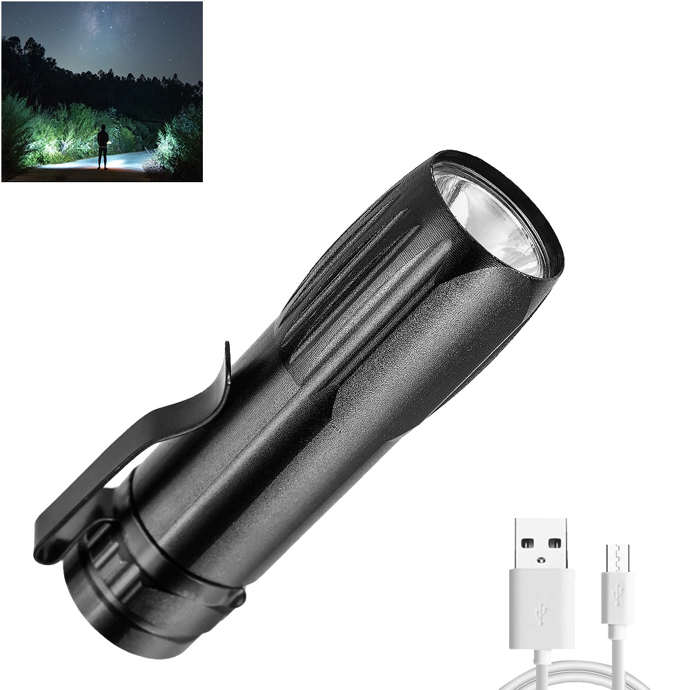 Senter LED Mini Portable Multifungsi Bentuk Pulpen Bahan Aluminum Alloy Dengan Port Charger USB