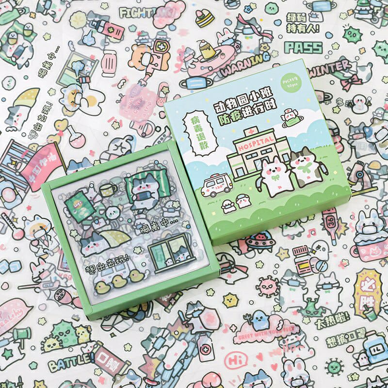 

TYPE D [Jual Satuan/ Random] Waterproof Stickers Set Cute Cartoon Aesthetic. Bahan PVC.