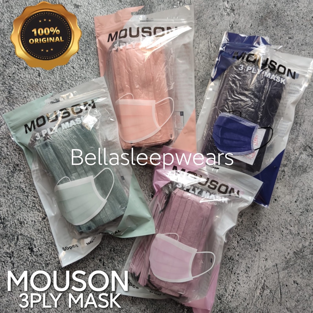 MOUSON EMBOS POUCH 50PC - MASKER 3PLY MOUSON SATCHET ZIP COLORBLOCK MEDICAL GRADE