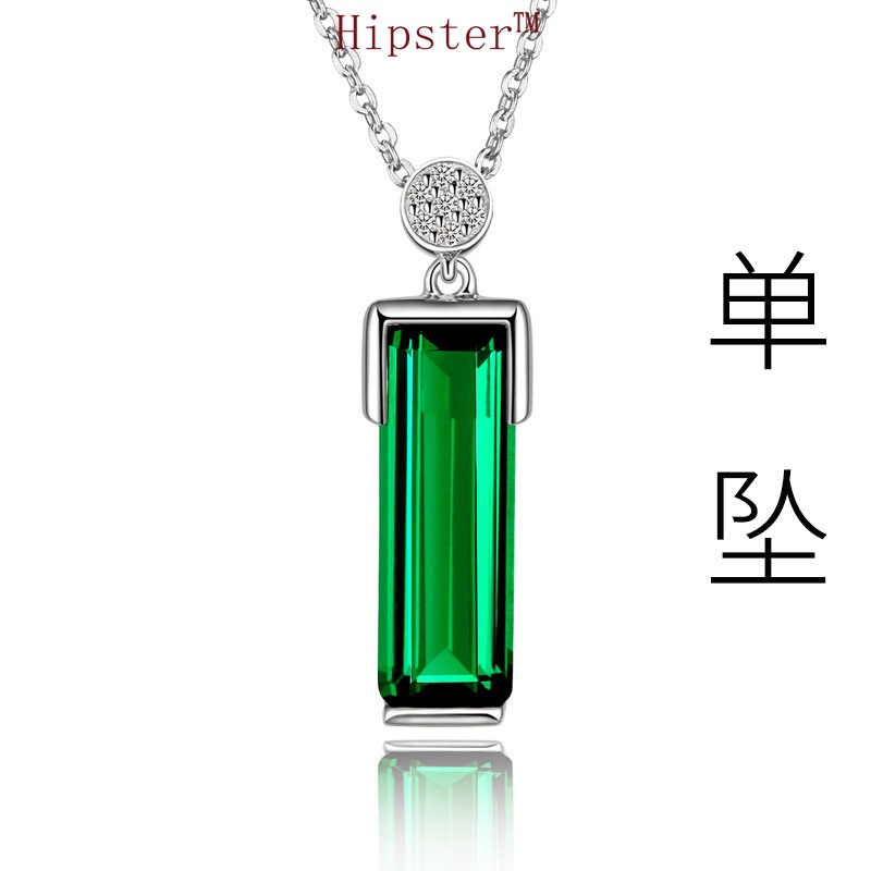 Hot Sale Classic Fashion Luxury Square Emerald Pendant Necklace