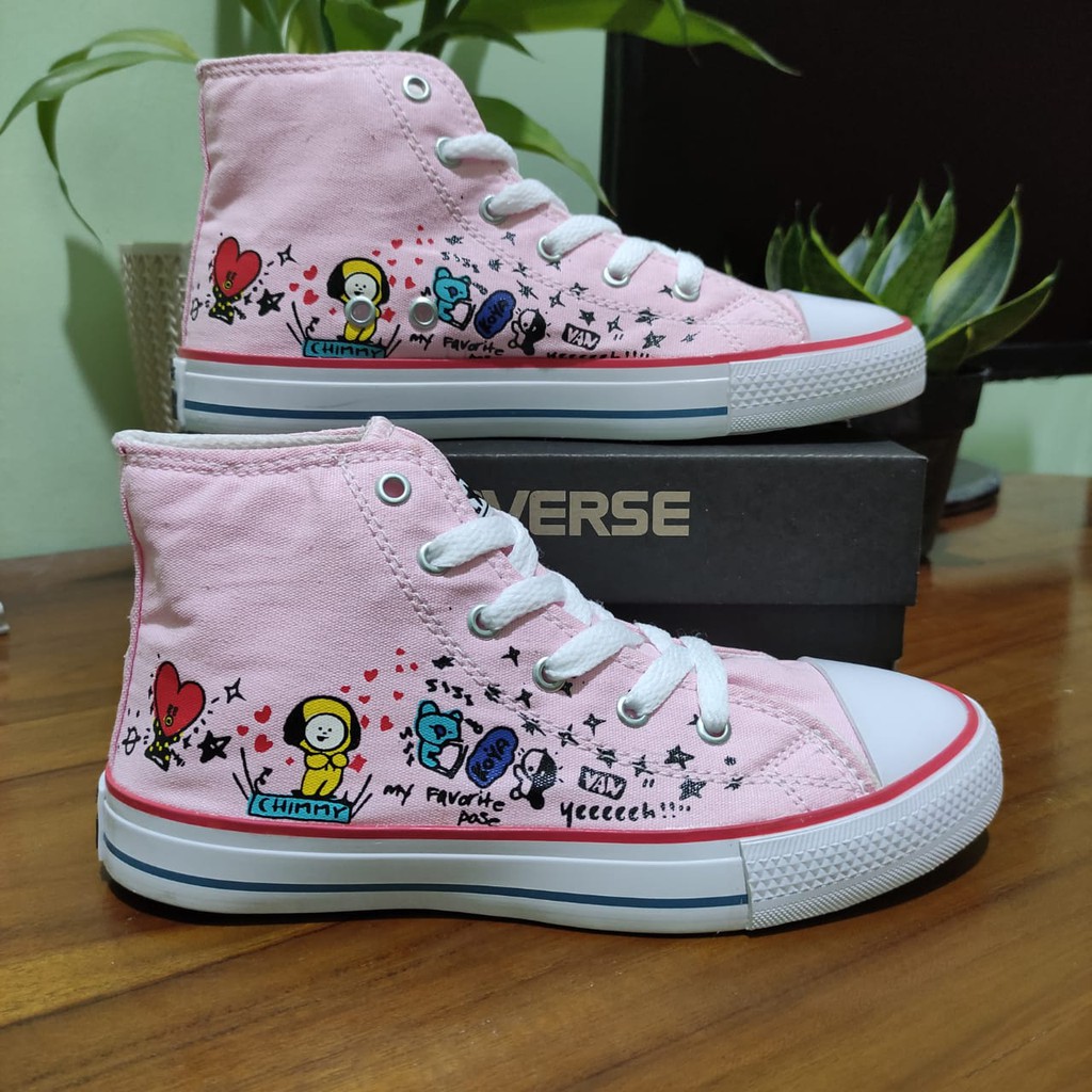 sepatu anak perempuan dan laki-laki sneaker tali BTs ARMY model fashion Korea sepatu anak usia 4,5,6
