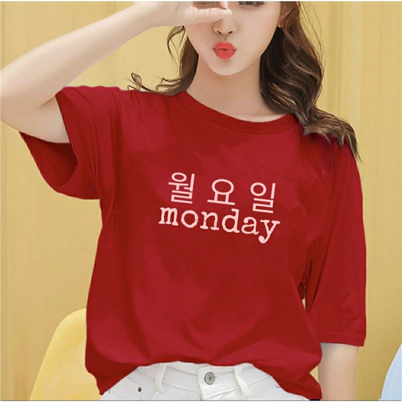 BAJU KOREA/KAOS WANITA/KAOS MONDAY/BAJU/MONDAY/KAOS KOREA/TULISAN KOREA/TSHIRT WANITA
