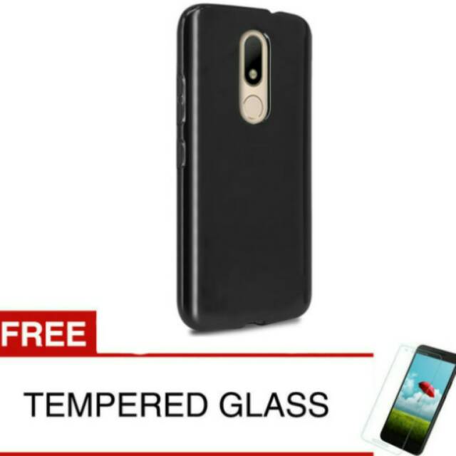 Case for Motorola Moto M/XT 1663- Slim softcase-Hitam Solid+ gratis Tempered