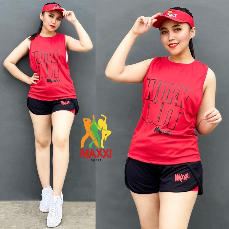 Setelan Baju Senam Hotpants Tanktop Pendek Set Baju Olahraga Gym Fitness Running Cycling Jogging Gow
