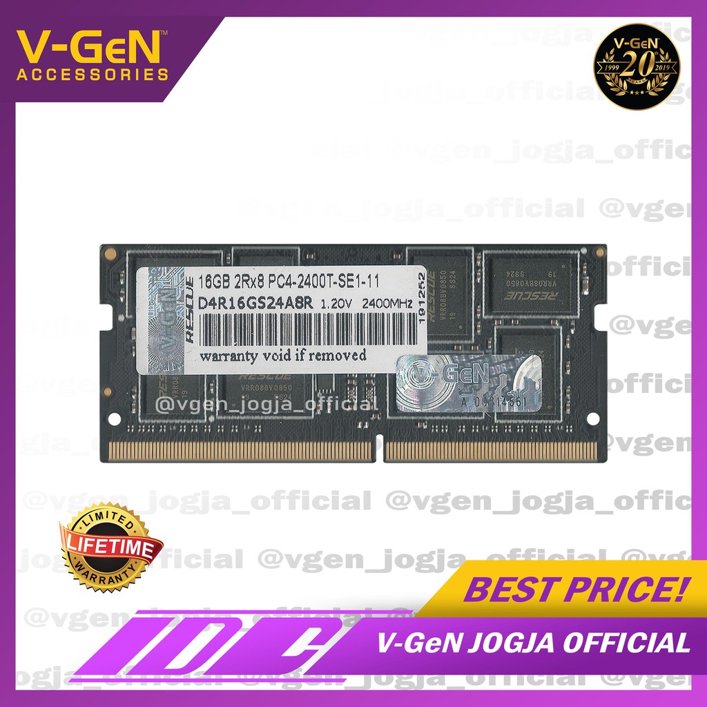 V-GeN RESCUE SODIMM DDR4 PC 19200 4GB - 16 GB GARANSI RESMI