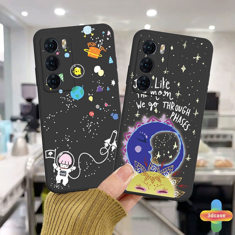 Case HP OPPO A15 A54 A5S A3S A16 A95 A7 A5 A9 A31 A53 2020 A12 A1K A55 A36 A76 A96 Reno 5 4 5F 4F 6 7 A57 A74 A15S A52 A11K A92 A35 A11 A93 A32 A72 A94 A53S F17 PRO A16S A12S A12E A33 Y20 Y12 5 5i C3 C25 C12 A12 Cute Moon Pattern Anti-fall Case