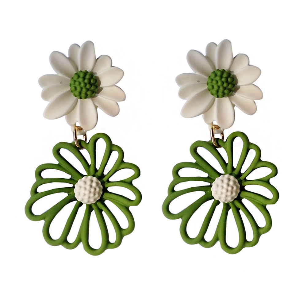 Anting Bentuk Bunga Daisy Model Hollow Warna Kontras Untuk Wanita