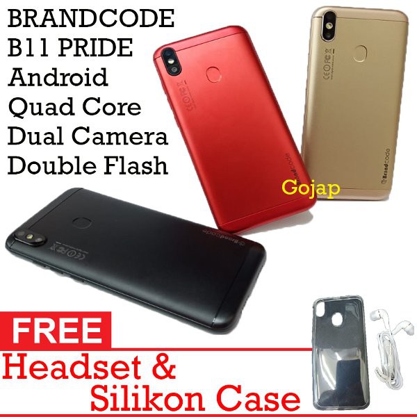 BRANDCODE B11 PRIDE ANDROID DUAL KAMERA BONUS HEADSET DAN CASE