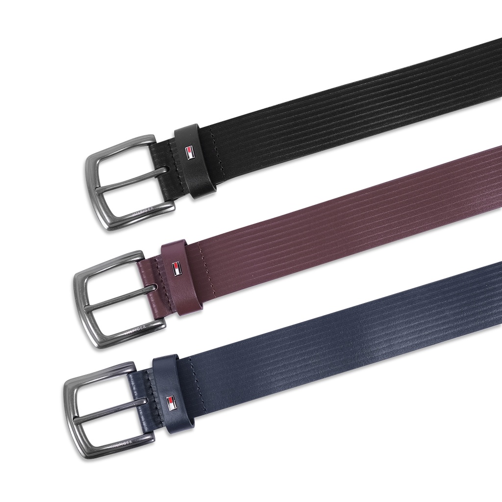 THF Stripe Pattern Leather Belt