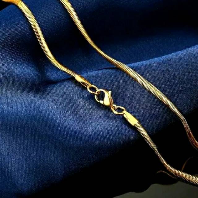 Kalung Pria Pipih Gold Titanium