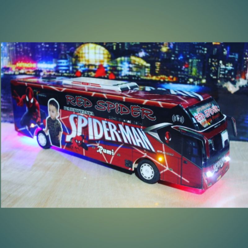 Bus Telolet Basuri Miniatur Bus Miniatur Bis Spiderman Spesial Custom Mobil Mainan Hadiah Diecast Bu