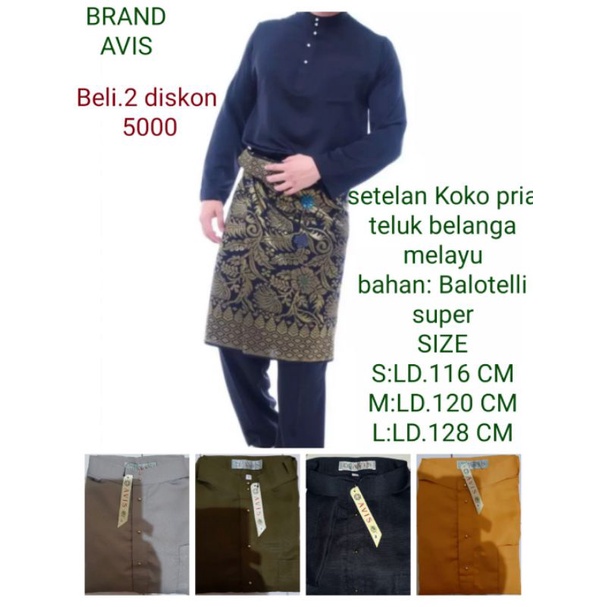 BAJU KOKO MELAYU PRIA/SETELAN TELUK BELANGA MELAYU BAJU KURUNG MELAYU MALAYSIA/SETELAN KOKO PRIA TER