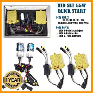 HID SET DC 55W FAST BRIGHT SINGLE H1 H3 H7 H8 H11 HB3 HB4 9005 9006 SET