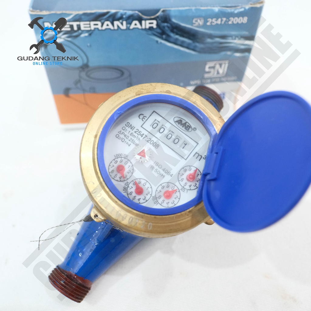 Meteran Air Pam 4 Jarum 1/2&quot; Body Plastik AMINB AMNB / Water Meter Ledeng Pdam 0.5 Inch SNI Body Bodi Besi AMNB