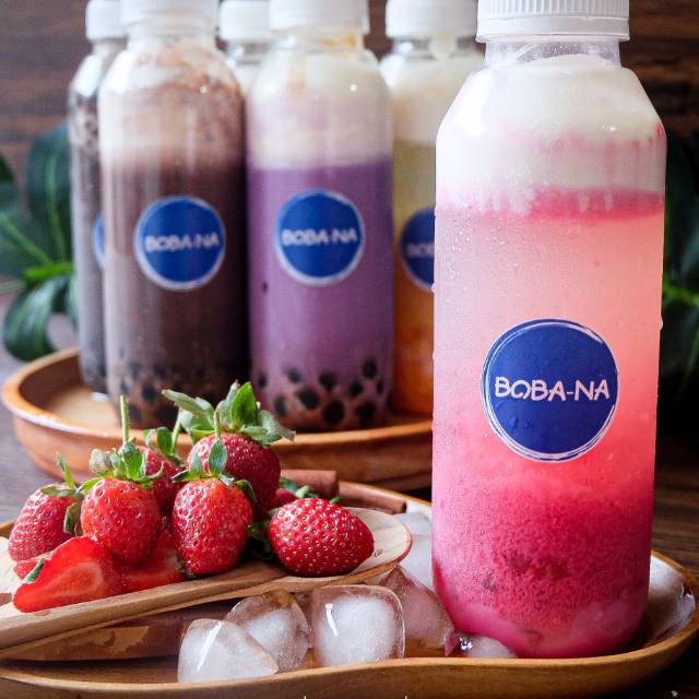 

Strawberry yuzu with boba ory macchiato