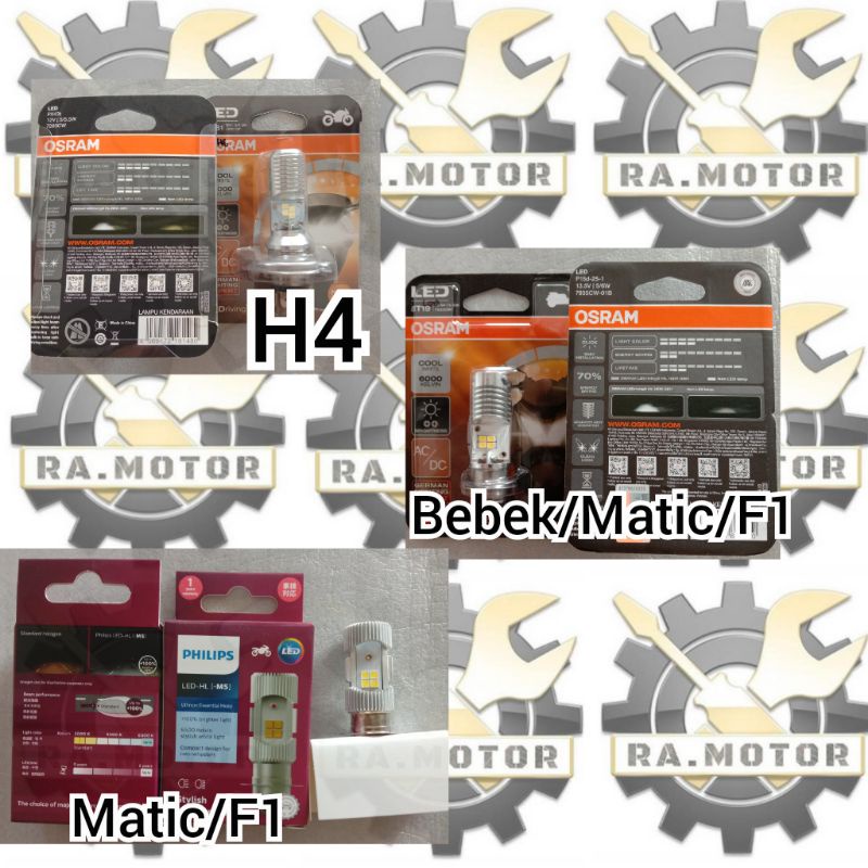 Bohlam/Lampu Philips H6 M5 LED,Osram LED T19 M5,  Osram LED HS1/H4 Motor Original