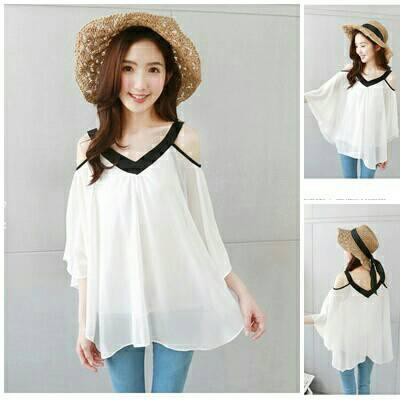 Jual Zara jumbo blouse blouse leher polos korea LL Murah