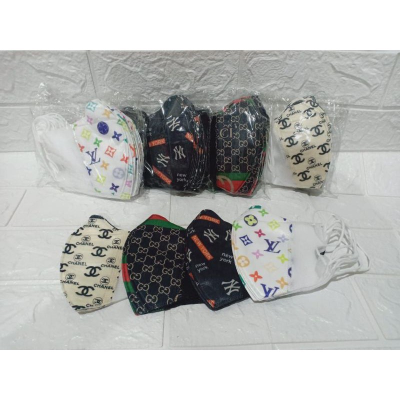 MASKER DUCKBILL GARIS 3PLY MOTIF BRANDED MIX / MASKER MOTIF FASHION BRANDED 3PLY EARLOOP