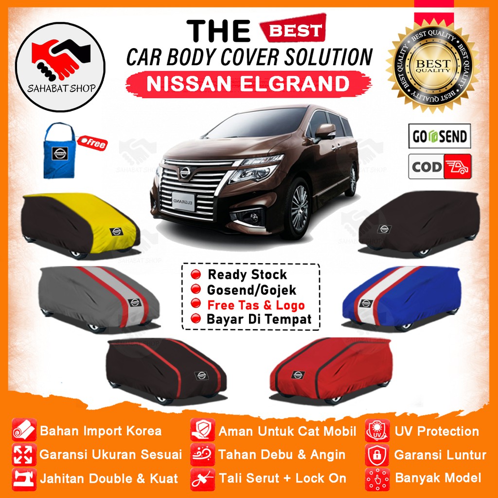 Sahabat Body Cover Mobil Elgrand / Sarung Penutup Nissan Elgrand Outdoor / Selimut Tutup Mantel Pelindung Pembungkus Jas Mantol Kerudung Kelambu Kerodong Tutupan Bungkus Terpal Mobil Elgrand Waterproof Anti Air Model Orange