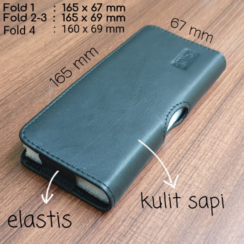 Fold 7-6-5-4-3-2-1 case kulit asli