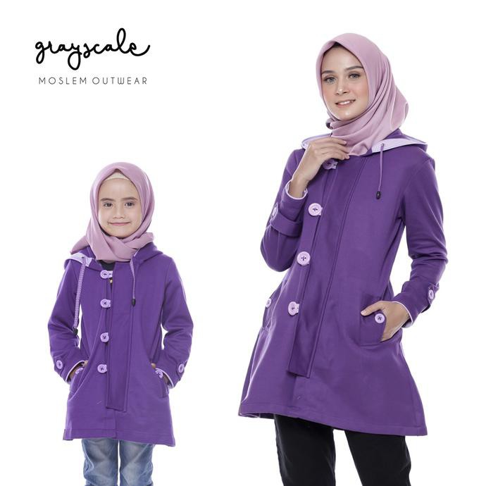 Jaket Anak Perempuan - Jaket Anak Perempuan dan Ibu Couple Muslimah Hoodie Ungu 19