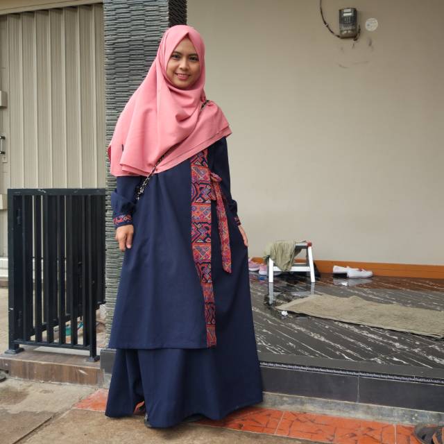Ld 100, 106 dan 110 gamis Lovika Gamis Dark denim navy by Akmayasha