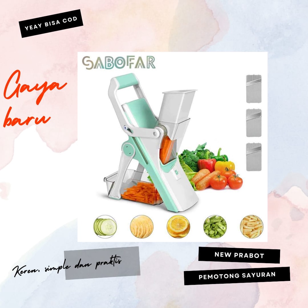 Alat Pemotong Pengiris Daging Singkong Tempe Kentang Tipis Mesin Parutan Sayur Buah 5 IN 1 Multifung