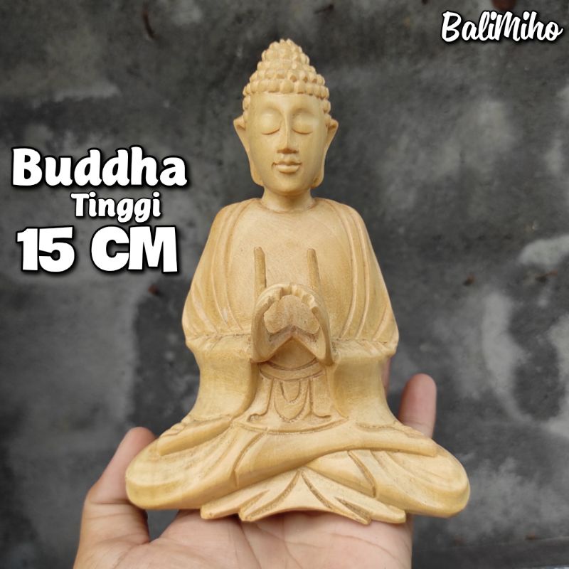 Patung Buddha Kayu Pangkal Buaya 15 Cm/Patung Sidharta Gautama Kayu/Patung Budha Kayu/Patung Buda Ka