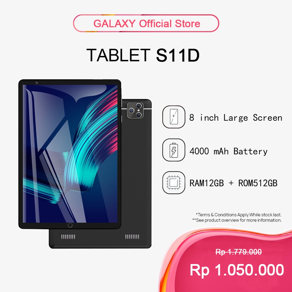 Asli Tablet S11D PC Tab Baru 12GB + 512GB Tablet Android 8 Inci Layar Full Screen Layar Besar Wifi 5G Dual SIM Tablet Untuk Anak Belajar,Tablet Gaming Murah