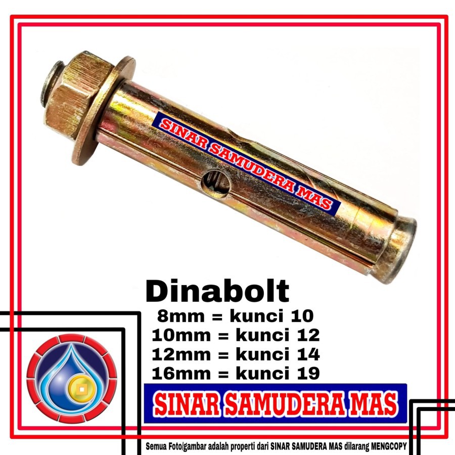 Dinabolt 16x125- kunci 19 panjang 12cm - Baut Dynabolt - Dyna Bolt -
