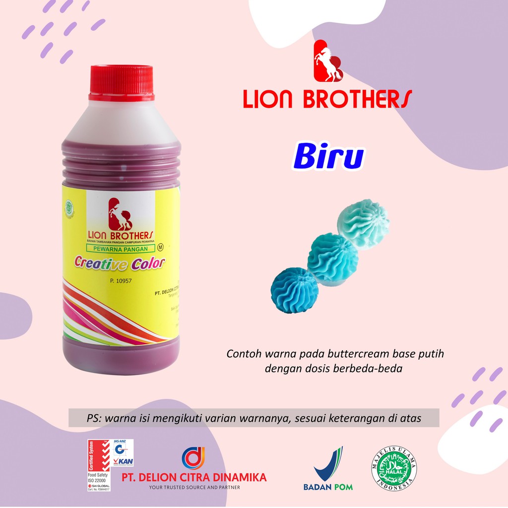 

Pewarna makanan minuman Biru Lion Brothers 750 CC