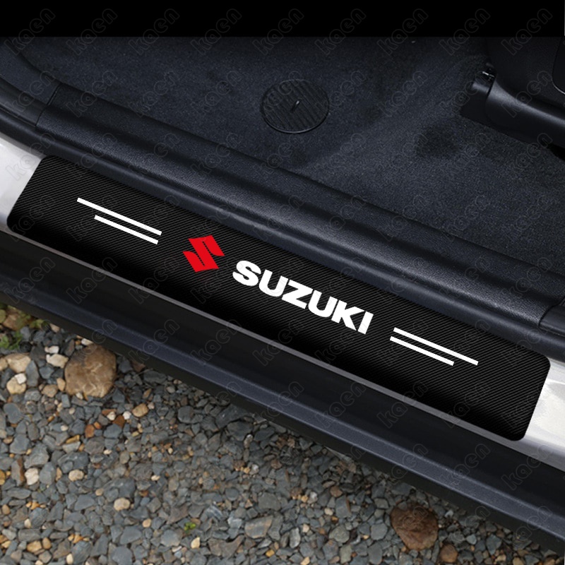 4 buah Mobil Serat Karbon Pintu Sill Protector Sticker untuk Suzuki Untuk Suzuki ERTIGA Swift XL7 SX4 Jimny vitara jimny Aksesoris