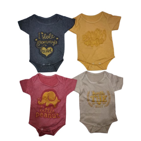 1 PC JUMPER GOLD romper bayi jumper bayi motif sablon new born baju bayi warna