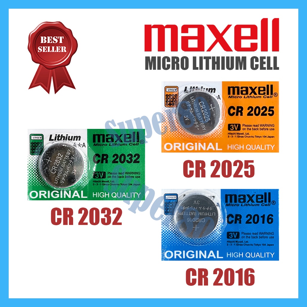 Baterai CR2032 / CR2025 / CR2016 Batere Maxell CR 2032 2025 2016 Batrei Batre Battery Baterei Koin Kancing CMOS