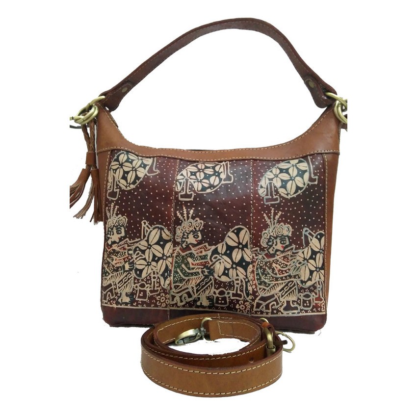 Djogja Klasik Tas Kulit Asli Hobo Long Perca - Lukis Mbok Membatik