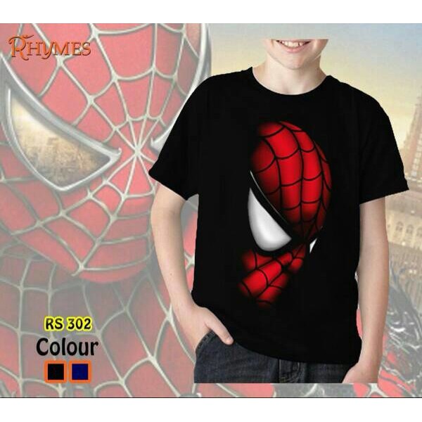 Kaos Baju Tshirt Anak Superhero Spiderman Samping Import