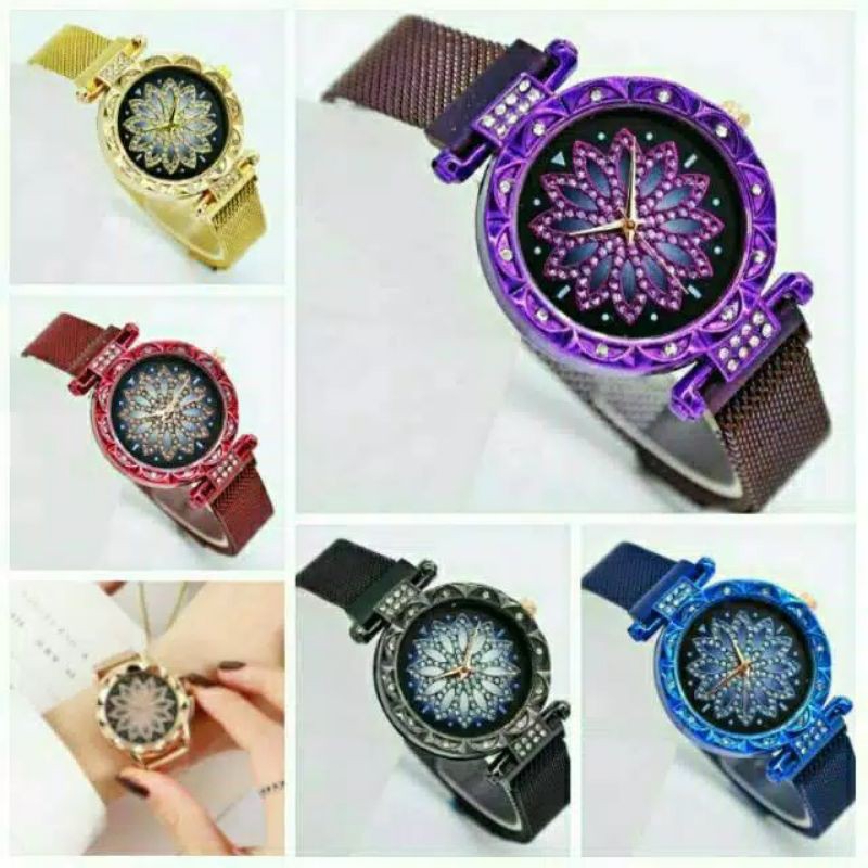 (Grosir)Jam Tangan Wanita Bunga Strap Magnet(Terima Cod)