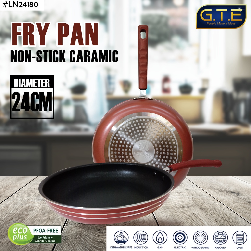 GTE | Teflon keramik sistem Kompor Induksi Frypan 24cm | Fry Pan Anti Lengket Penggorengan 24cm