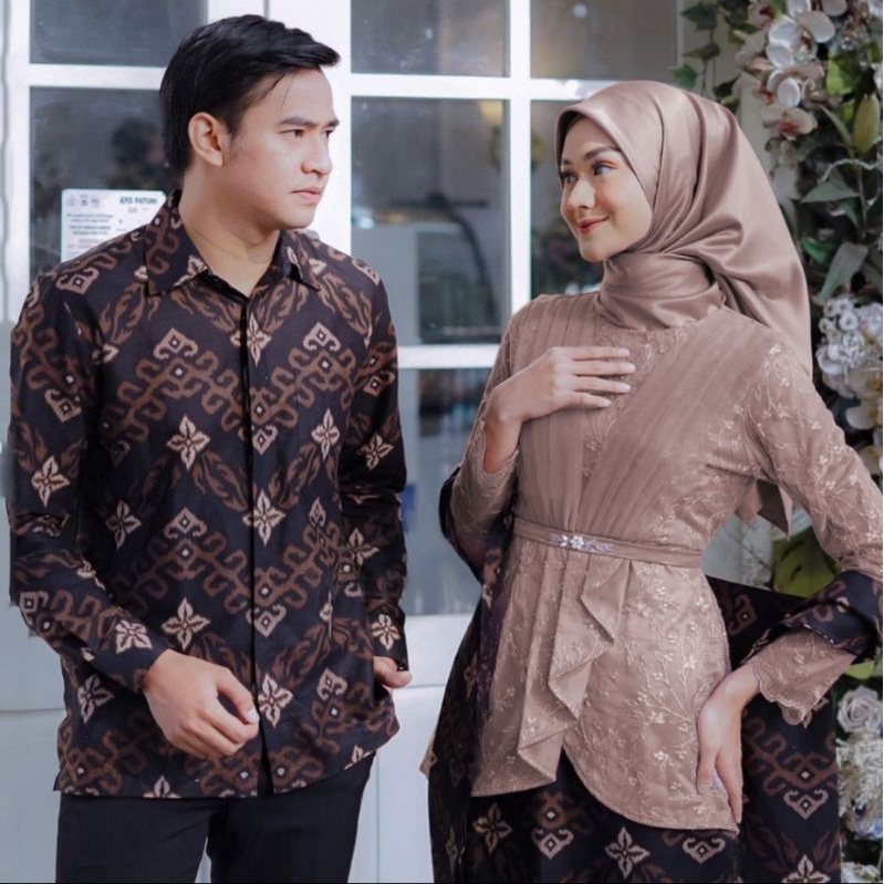 ADA ANAK !!! New Collection - Batik Official Solo Batik Kebaya Couple Ranita Payet Tulle Mutiara Kombinasi Tutu Jaring - Baju Tunangan 2022 - Kebaya Wisuda - bridesmaid